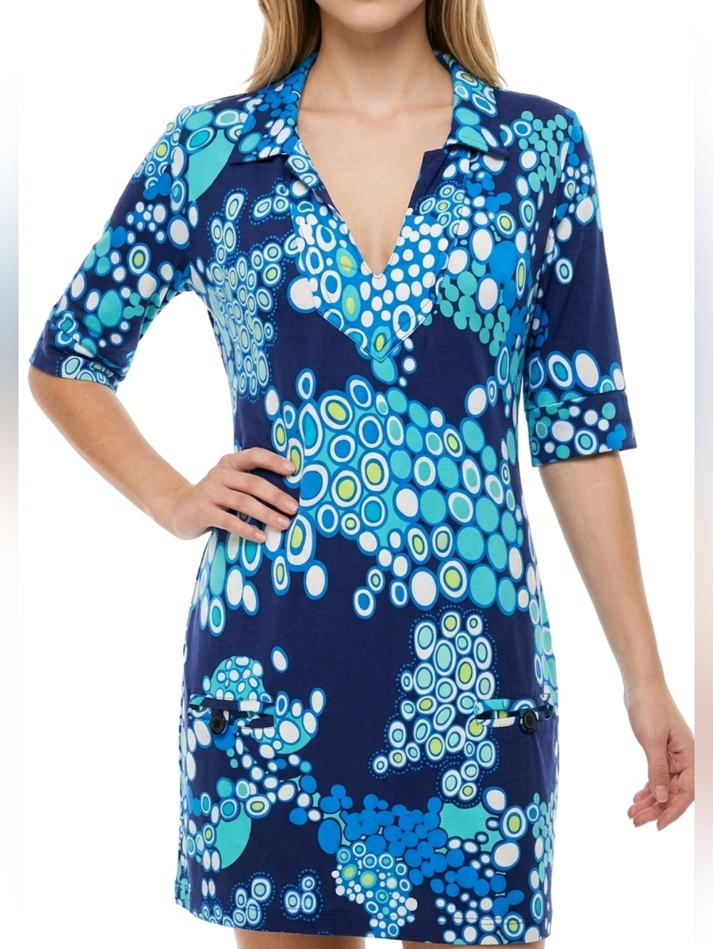 Tori Richard jersey knit collar dress size Large Spandex
